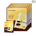 EQQUALBERRY Collagen Glow Up Mask - Niacinamide & Low Molecular Collagen for Brightening and Radiance Boosting | Korean Collagen Face Mask for Glass Skin, 4 Sheets, 1.01 OZ.