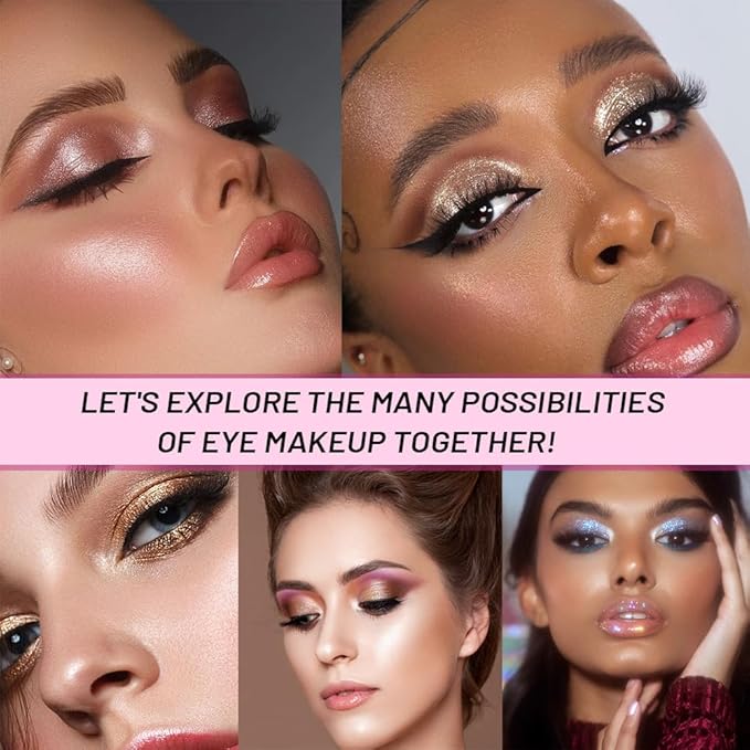 WanTuoluo Sparkly Eyeshadow Palette for Women, Single Monochrome Eye Shadow Makeup, Shiny Pressed Cream Powder, Blendable Natural sombras para ojos, Holographic,Vegan,Travel (01-Glitter-Light Pink)