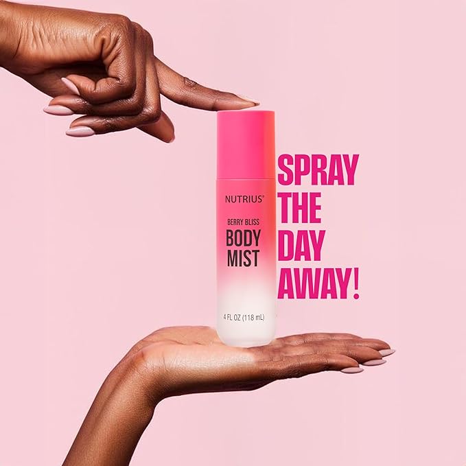 Nutrius Body Mist for Women, Berry Bliss Scent, Hydrating Fragrance Body Spray with Plum, Jasmine & Vanilla Musk, Long Lasting Body Mist, Vegan, Cruelty Free, 4 fl oz