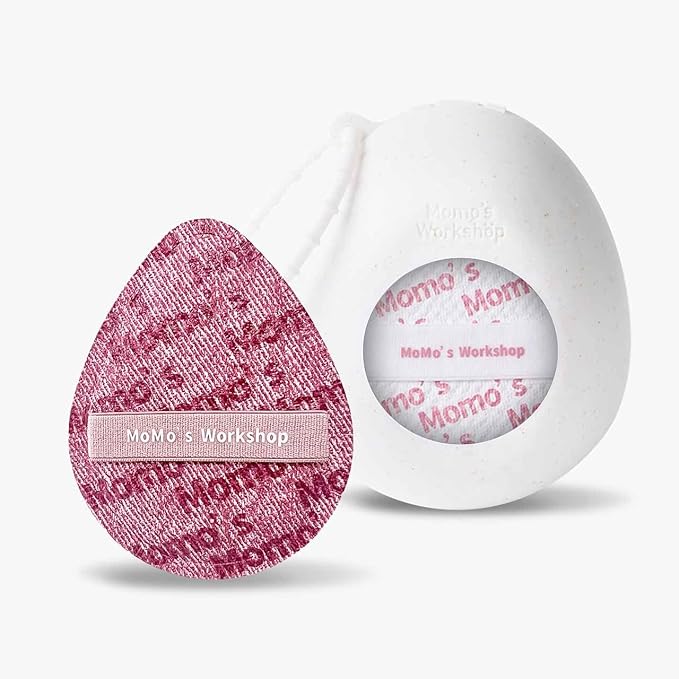Momo's Workshop Pink Denim Makeup Sponges,Super Soft Blenders Sponge for Liquid Foundation Sponge,Large&Soft Yet Bouncy Rubycell,Egg&Flat Edge shape for Dry/Combination Skin,2pcs &Storage Case