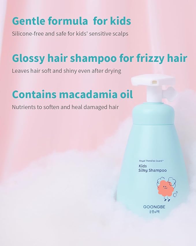 GOONGBE Kids Wash Duo Set - Korean Low pH Silky Shampoo & Mild Body Wash - Silicone-Free Hair Care & Micellar Body Cleanser - Allergen-Free Formula for Sensitive Skin, 10.1 fl.oz. & 10.1 fl.oz.