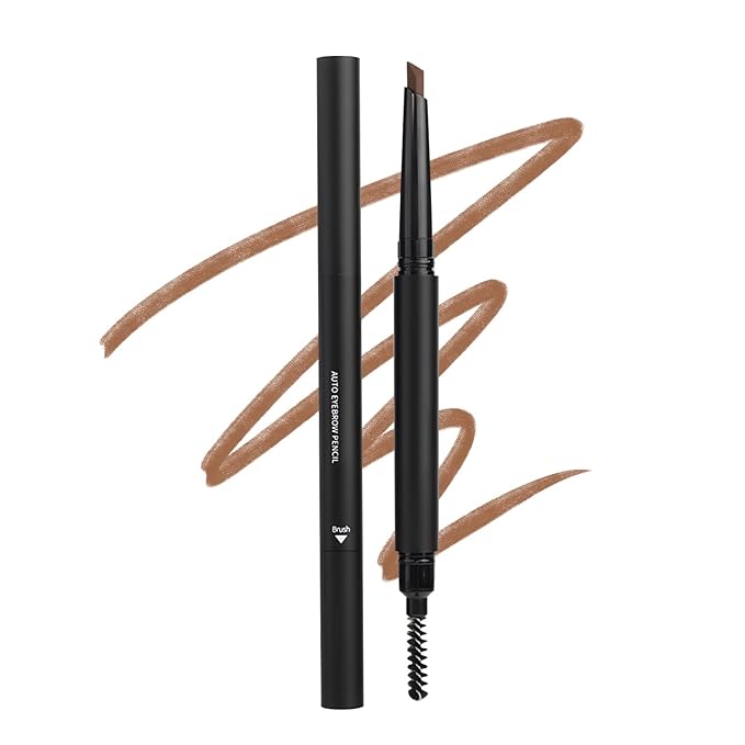 Eyebrow Pencil, Retractable Definer with Dual Brush, Ultra-Fine Tip for Precise Brow Makeup, Waterproof Gel Formula, Natural Hair-Like Strokes, Enhance Beauty (Light Coffee, Diamond)