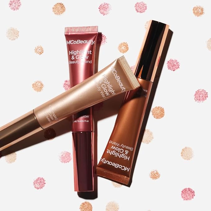 MCoBeauty - Highlight and Glow Beauty Wand - Buildable Liquid Highlighter - Blush Glow Shade - Liquid Cream with Cushion Applicator for Soft, Radiant Finish - Highlighters Makeup