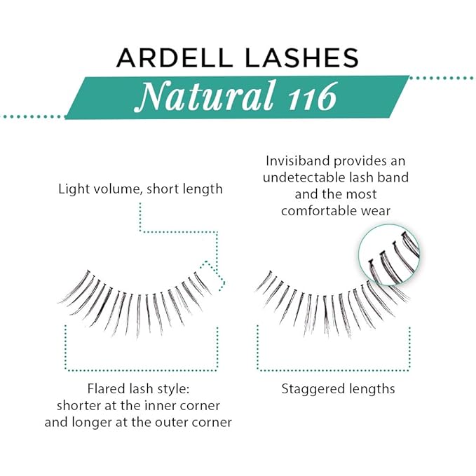 Ardell False Eyelashes 116 - Black, Lightweight, Soft, & Reusable Lashes for a Natural Look, 4 Pack
