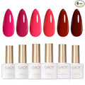 GAOY Red Hot Pink Gel Nail Polish Set, 6 Colors Neon Soak Off UV Light Cure Gel Polish Kit for Salon and Nail Art DIY at Home