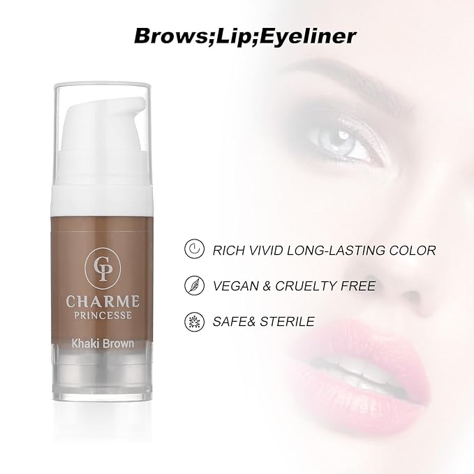 Charme Princesse Permanent Makeup Ink Microblading Ink Eyebrow Eyeliner Vegan Tattoo Ink 10ml Eyebrow Pigments Permanent Makeup Inks for Eyebrow Tattoo Plant Inks