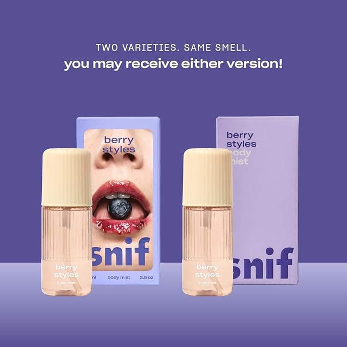 Snif Berry Styles Body Mist 2.5oz, Fruity Gourmand Fragrance Mist for Body & Hair, Blueberry, Raspberry & Vanilla, Clean, Vegan, Cruelty Free