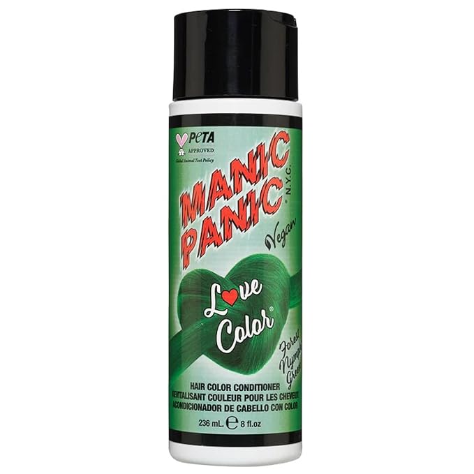 MANIC PANIC Deep Forest Green Color Depositing Conditioner - Love Color Hair Conditioner Keeps Hair Vibrant, Nourished & Refreshed - Formulated with Shea Butter & Quinoa - Forest Nymph Green (8oz)