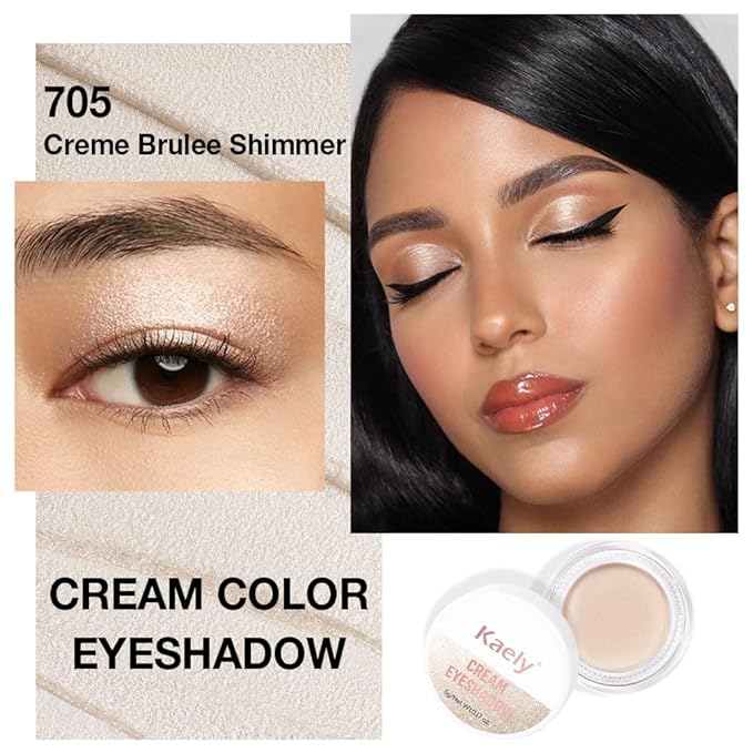 FeiCuiYun Cream Glitter Brulee Shimmer Metallic Eyeshadow Palette Makeup, Natural Single Mini Instant Holographic Eyeshadow For Women, Sombras Crema Para Ojos, Talc, Paraben & Cruelty Free, 705