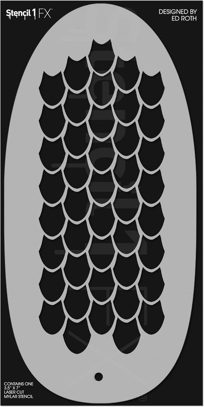 Stencil1FX - Dragon Scales Eye Makeup Stencil for Costumes, Dress Up, Halloween, Cosplay, Face Painting, Raves, Festivals, Parades, Parties