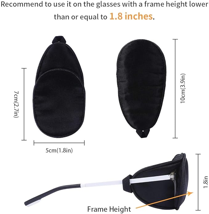 eZAKKA Eye Patches for Adults Kids, Eye Patch for Glasses, Medical Soft Eye Patch for Lazy Eye Amblyopia Strabismus and After Surgery (Black+Black)