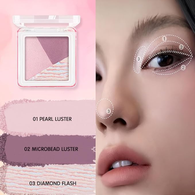 Mini Cool Rose Neutral Baked Eyeshadow Palette,3 Shade Soft Shimmer Eye Shadow, Elegant Natural Glam Makeup, Smooth Blendable & Buildable,No Fallout, Long-Lasting Daily Look, Paleta de Sombras de Ojos