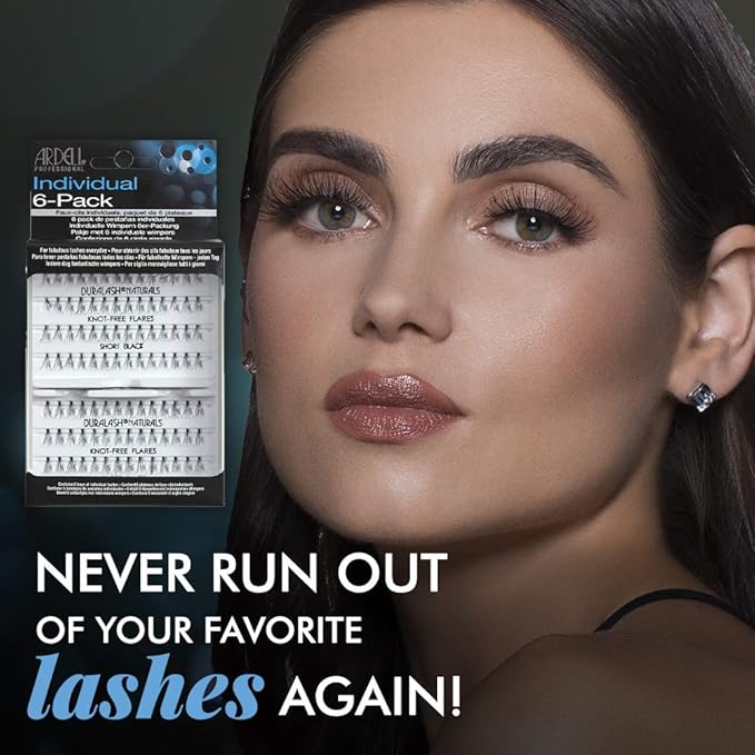Ardell Individual Lashes - Short Black, DIY Lash Clusters, Knot-Free Cluster Eyelash Extensions, Customizable Lash Extension, 6 Pack
