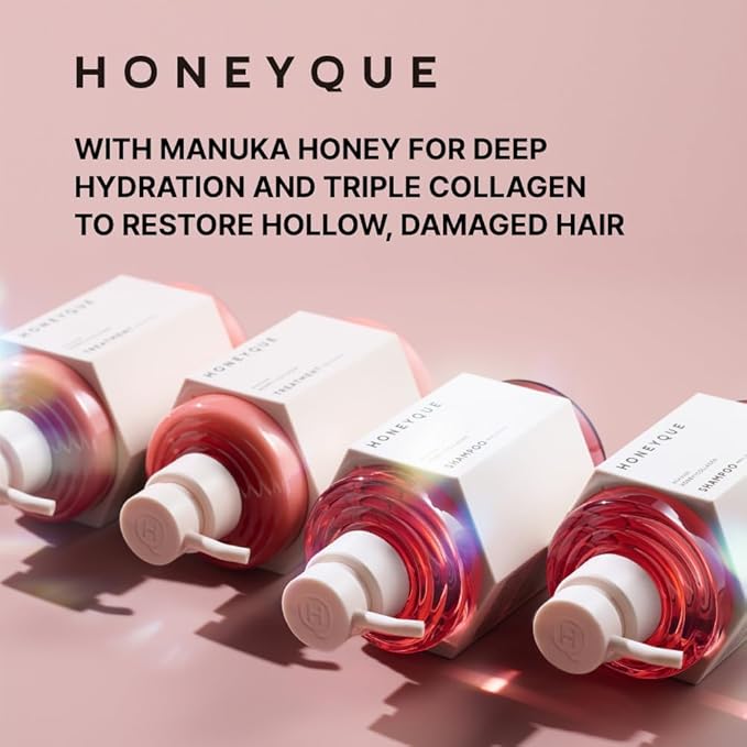 HONEYQUE Rich Gloss Honey + Collagen Treatment 450ml/15.2 fl. oz | Deep Repair & Hydration Hair Treatment | Smooth & Shine Boost with Organic Manuka Honey & Triple Collagen | Japanese Salon-Quality