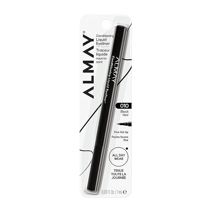 Almay Conditioning Liquid Eyeliner, Longwearing, Waterproof, Hydrating (Packaging May Vary), 10 Black, 0.03 fl oz