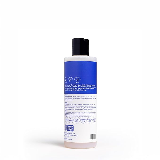 Her Fantasy Box | Body Vitamins Moisturizing Body Wash – Multi-Vitamin Cleanser with Vitamins A, B6, C & E, Hydrating & pH Balanced, Vegan & Cruelty Free, 8 oz