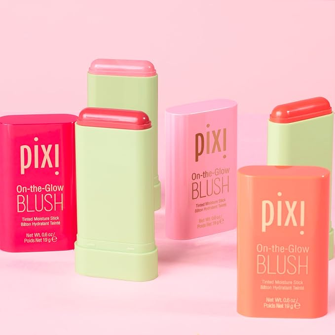 Pixi On-the-Glow Blush Stick in Juicy, Hydrating Tinted Moisture Stick for Cheeks and Lips with Ginseng, Aloe Vera and Fruit Extracts, Twist-Up Design, Paraben-Free, 19g / 0.6 oz
