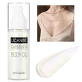 UCANBE Body Shimmer Oil 100ml, Moisturizing Face Body Glow Glitter Oil, Waterproof Shimmering Luminizer Liquid Illuminator Highlighter, Tinted Shimmer Lotion Glowing Bronzer Makeup(Silver)