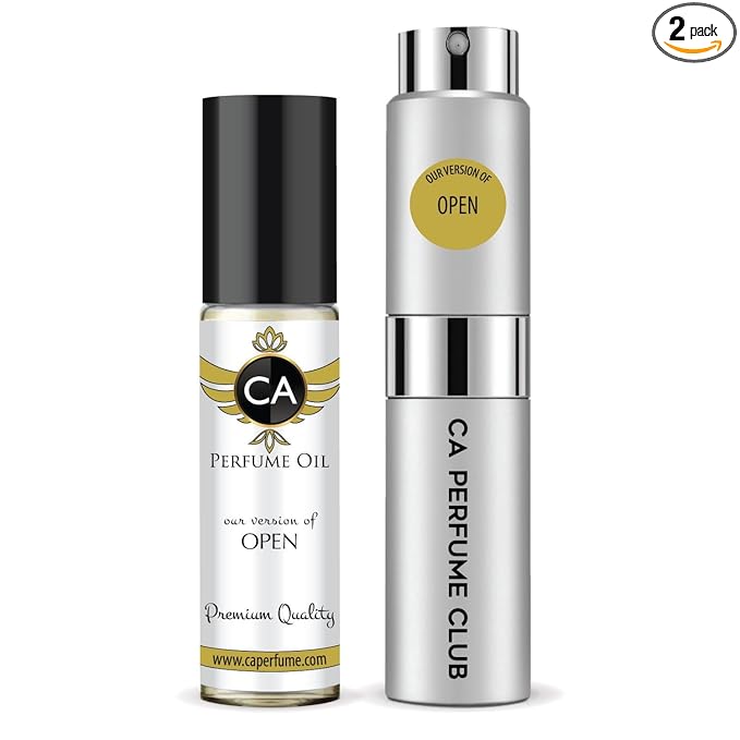 CA Perfume Duo Impression of Open For Men Perfume Layering Set Mens Cologne Long Lasting Travel Size EDP + Body Oil Roll-On Bottle 0.27 Fl Oz+0.33 Fl Oz
