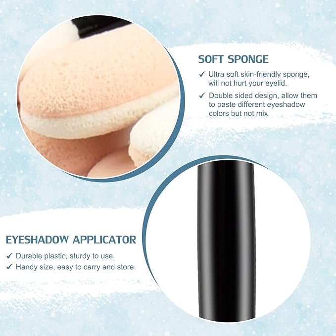 MORGLES 150Pcs Sponge Eyeshadow Applicators, Double Sided Eyeshadow Brush with Box, Black Makeup Applicators