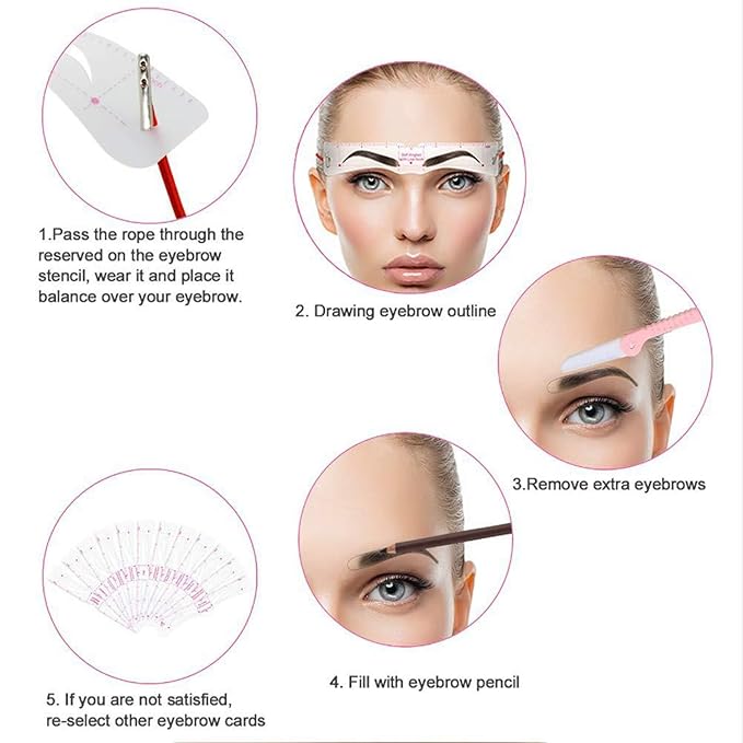 Instabrow Stencil Kit with Headband, Instabrow Stencil Kit, Insta Brow Stencil Kit, Instabrow Stencil Kit 12 Pack with Headband, with Eyebrow Powder Kit (1 Set + Eyebrow Powder 02)
