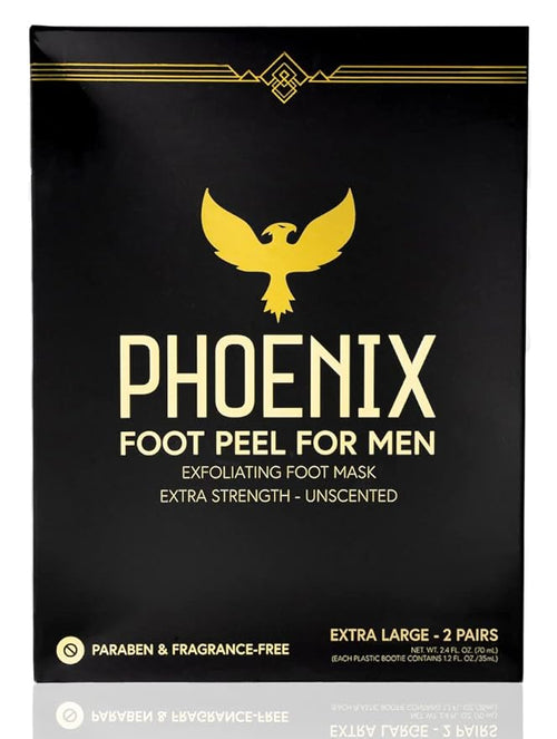 (Pack of 2) Phoenix Foot Peel for Men - Extra Large - Extra Strength - Exfoliating Dry Feet Treatment - Callus Remover - Unscented - Paraben and Fragrance Free