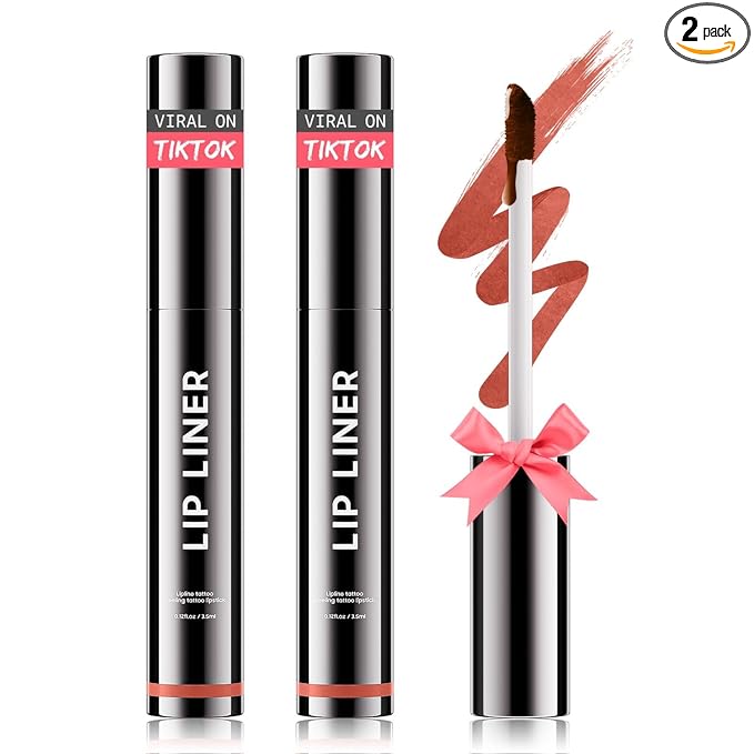 Lip Stain Peel Off, Lip Liner Moisturizing Long-Lasting & Waterproof, Transfer Proof & Plumping, Non-Stick Cup, 2PCS Rose
