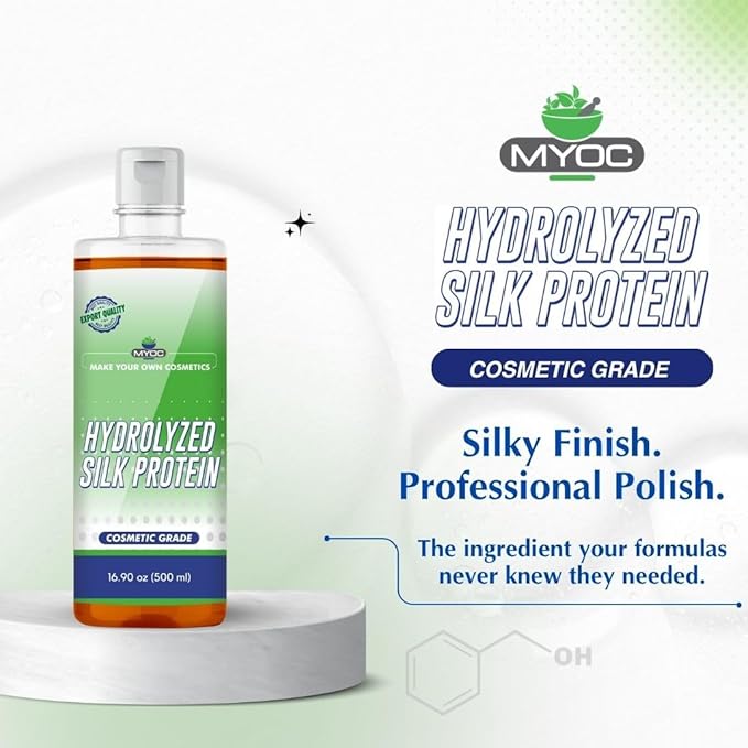 Hydrolyzed Silk Protein (500 ml / 16.9 Fl Oz) – Cosmetic Grade For Skin & Hair Care Formulations - Water-Soluble Protein for DIY Creams, Serums, Conditioners & Masks