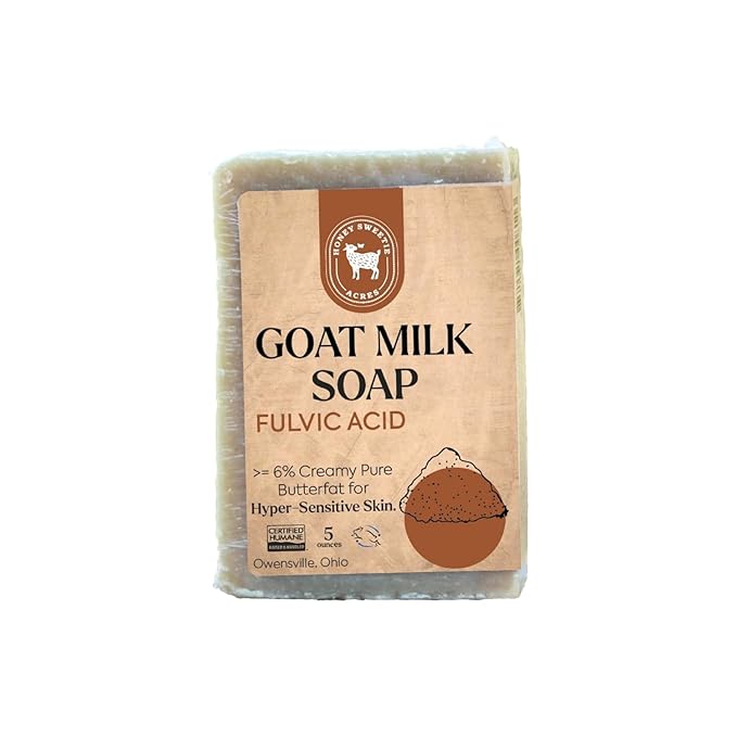 Honey Sweetie Acres Fulvic Acid Goat Milk Soap - Handmade 5 oz Bar, Made with Natural Ingredients, Moisturizing & Gentle, Made in the USA
