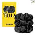PARISBELLA Silky Satin Scrunchies For Women, Satin Hair Ties for Thick and Thin Hair, Classic Black, Pack of 3