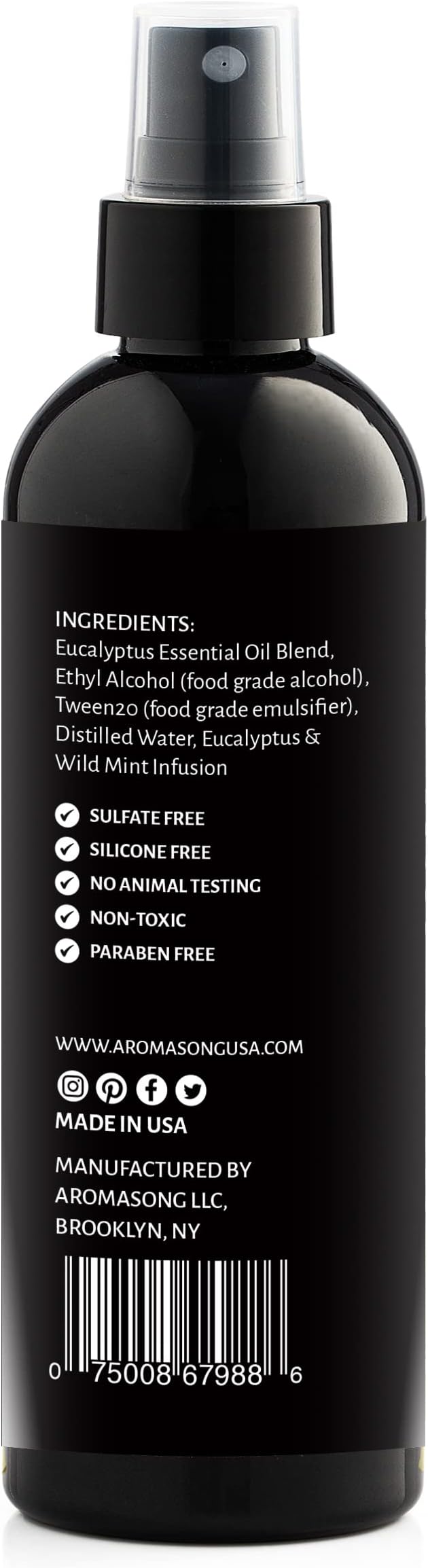 Aromasong Eucalyptus & Wild Mint Pillow Spray - All Natural Calming Linen & Bedtime Mist for Deep Sleep - Aromatherapy Essential Oils for Sleeping