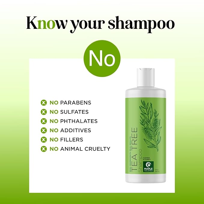 Clarifying Shampoo for Build Up & Oily Hair - Tea Tree Shampoo for Men and Women with Rosemary Essential Oil for Oily Hair and Scalp - Color Safe Vegan Sulfate Silicone & Paraben Free (12 Fl Oz)