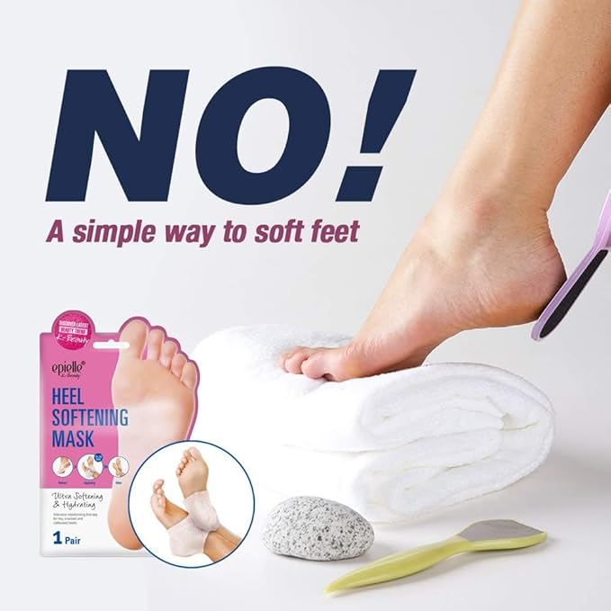 epielle Heel Softening Mask | Intensive Moisturizing Therapy for dry, cracked and calloused heels| Foot Spa, Self Foot Care, Moisture Foot Mask | Ultra Softening & Hydrating (4 Pack)
