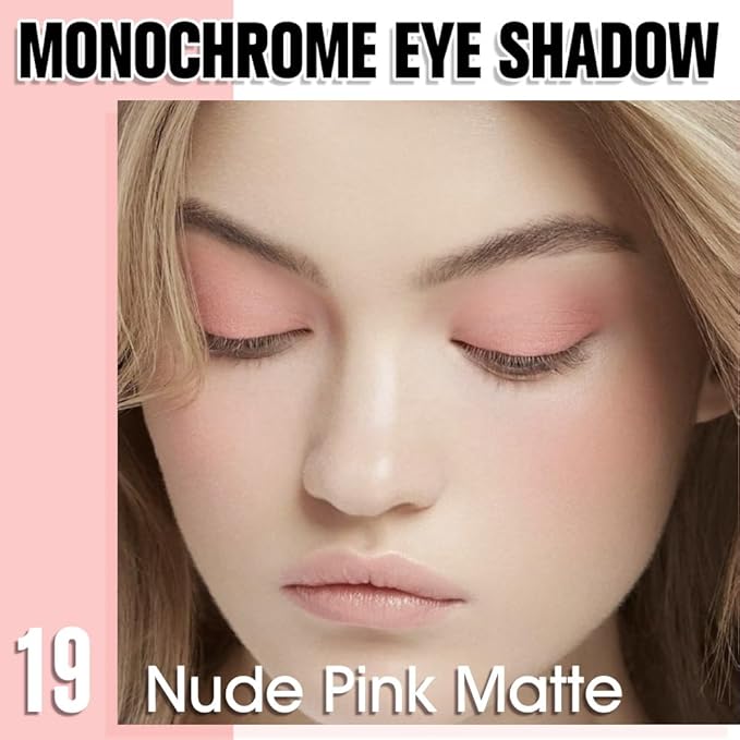 WanTuoluo Nude Pink Matte Eyeshadow Palette for Women, Single Monochrome Eye Shadow Makeup, Shiny Pressed Powder, Blendable Natural sombras para ojos, Holographic,Vegan,Travel -19