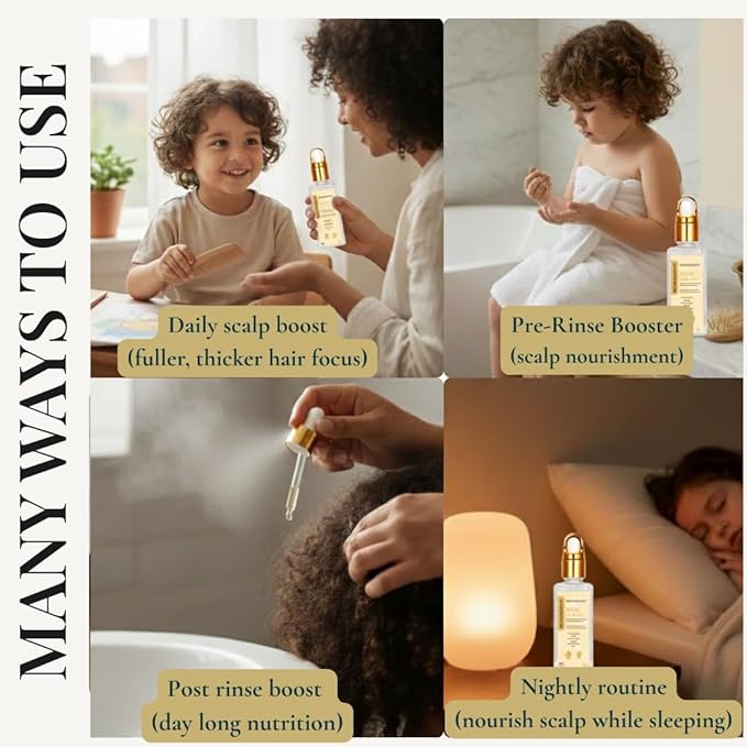 REVATOLOGY Kids & Baby Hair Growth Product High Potency Scalp & Hair Oil (Made in USA) 26 Cold-Pressed Botanicals for all Ages and Hair types Thin, Curly, Waivy for Hair Growth, Dry/Itchy Scalp