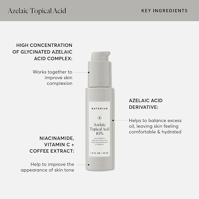 Naturium Azelaic Topical Acid 10%, Face & Skin Care Beauty Treatment with Niacinamide & Vitamin C, 1 oz