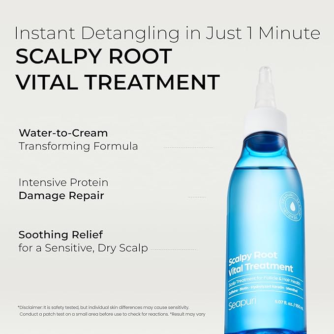 Seaprui Scalpy Root Vital Treatment | Water to Cream Scalp Treatment with Protein, Camellia, Rosemary & Chamomile | Instant Detangling, Resilient Volume, Repair & Itchy Scalp Relief
