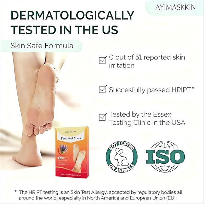 Peeling Foot Mask 3 Pack | Lavender Extract Foot Peel for Dead Skin Removal & Heel Repair | Dermatologically Tested