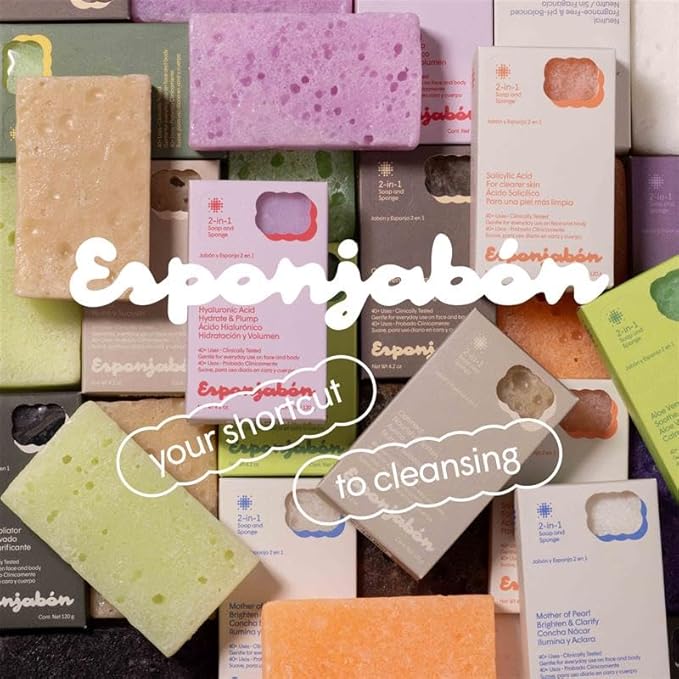 T.Taio Esponjabon Mother of Pearl Soap Sponge - Refreshing Shower Scrubber for Bath Wash & Oil Removal - Bathroom Necessities with Invigorating Scents - Mini Pearl Included