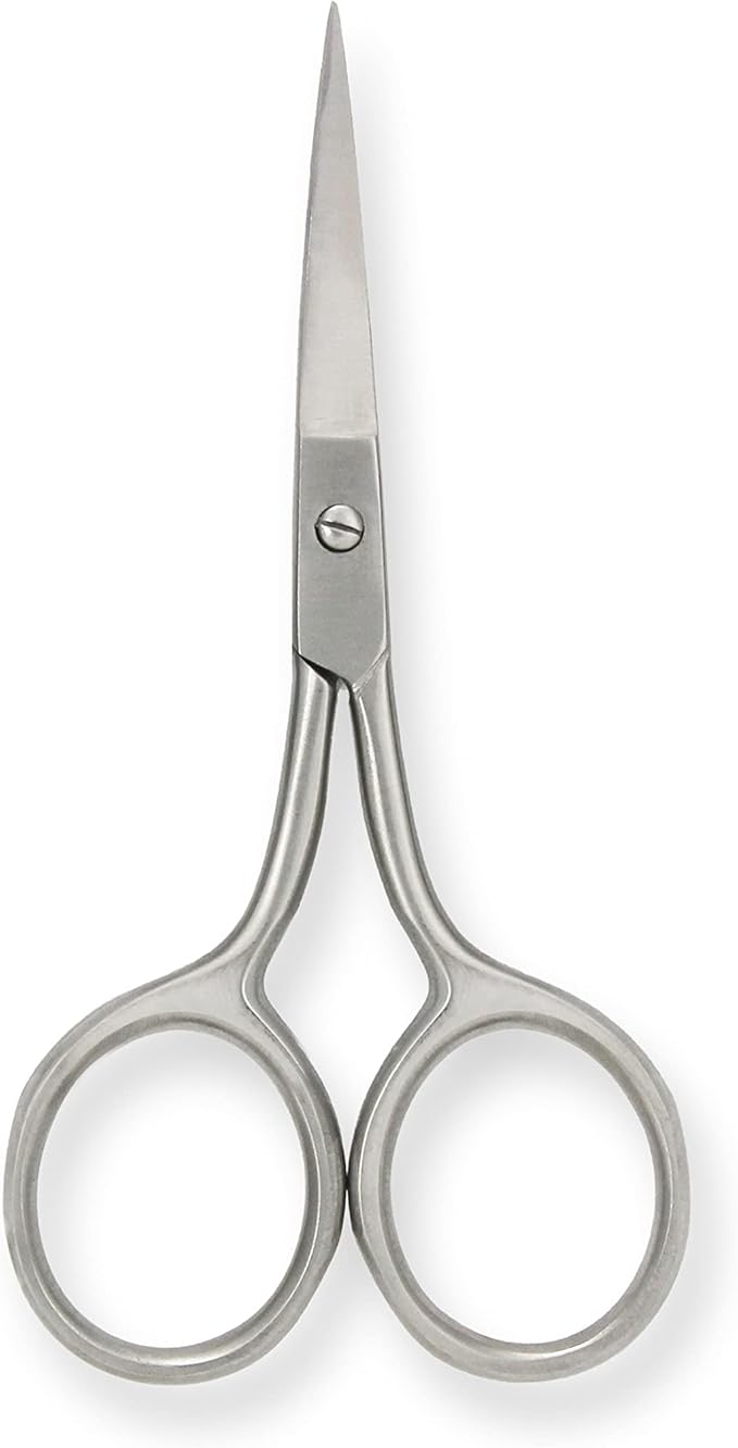 Amazon Basics 4-Piece Eyebrow Grooming Kit with Scissors, Tweezers, Spoolie Brush for Shaping at Home, Black