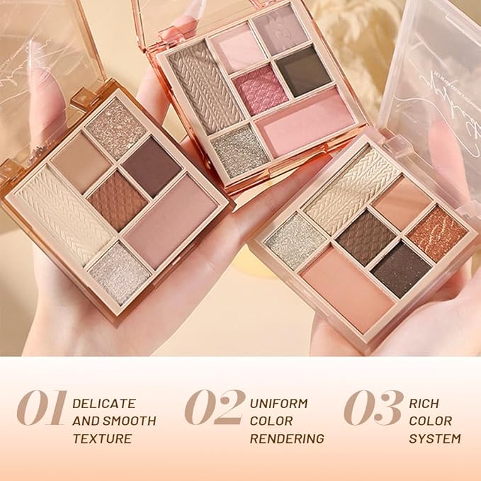 CAKAILA 7Colors Eyeshadow Makeup Palette,White GoldenBrown Mauve Taupe Natural Neutral Eye Shadow Palettes for Older Women,Long Lasting Naturing-Looking,Lightweight,Eye Makeup Kit Travel Size,Vegan