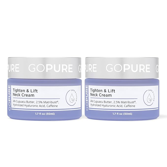 goPure Tighten & Lift Neck & Chest Moisturizer Cream for Visibly Firming, Tightening and Lifting the Look of Wrinkles & Crepey Skin, 1.7oz - Pack of 2