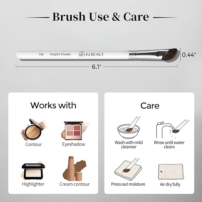 Albeaut Eyeshadow Brush, Angled Nose Contour Brow Bone Highlight Makeup Brush (190 angled shader)