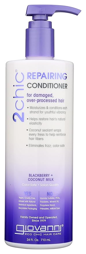 GIOVANNI Color Safe 2Chic Repairing Conditioner Is 100% Color-Safe And Nourishes Hair With A Proprietary Blend Of Vitamins, Antioxidants, And Omega Fatty Acids Without Stripping Color - 24 Oz