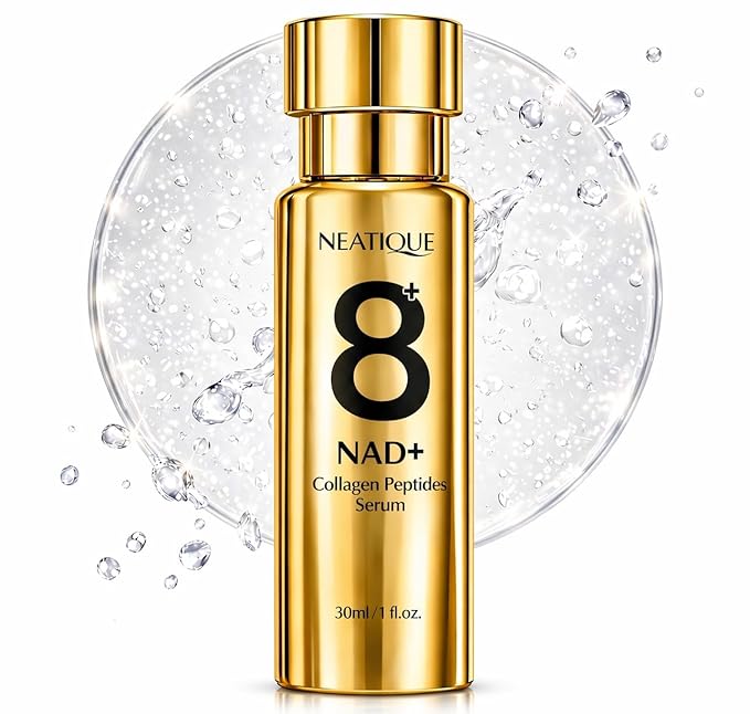 NAD+ Peptide Boosting Serum with Niacinamide & Hyaluronic Acid Collagen, 8AM/8PM Routine Firming Hydrating Face Serum for Radiant Glow for Fine Lines and Moisturing Skin, 1 fl oz (30 ml)