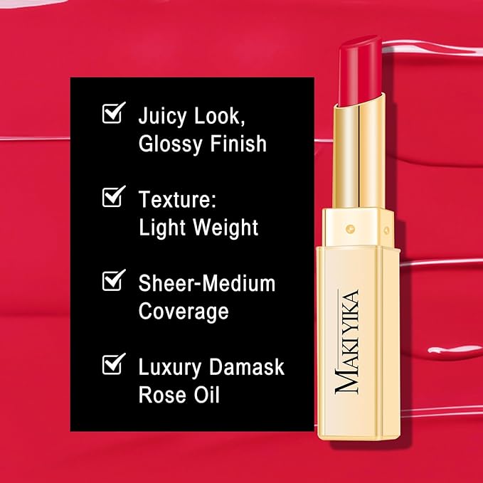 MAKI YIKA Moisture Red Lipstick for Women Hydrate Tinted Lip Balm for Mother's Day Dry Cracked Lips Sheer Lipstick Lip Tinted Glossy Finish,MA066 Raspberry