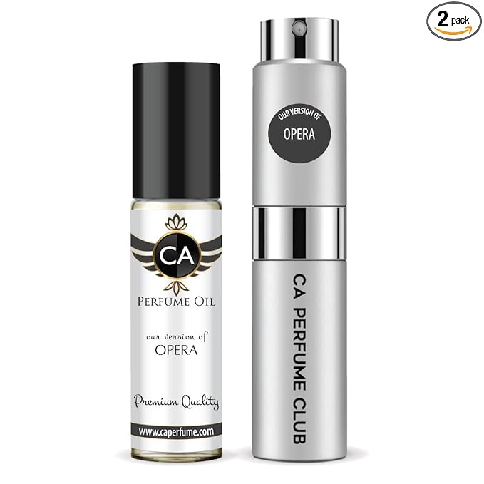 CA Perfume Duo Impression of Opera For Women And Men Perfume Layering Set Long Lasting Travel Size EDP + Body Oil Roll-On Bottle 0.27 Fl Oz+0.33 Fl Oz