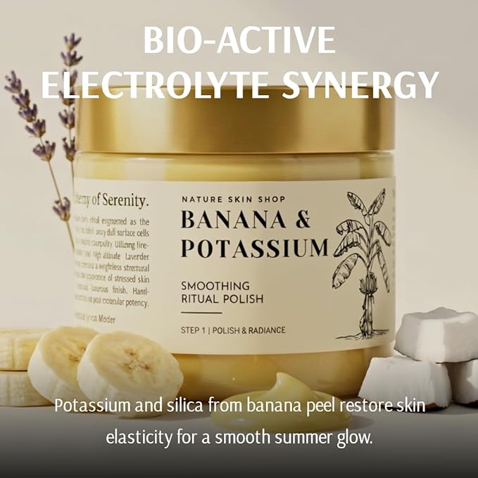 Nature Skin Shop Banana & Potassium Smoothing Ritual Polish – Hydrating Whipped Exfoliating Body Scrub, 8oz