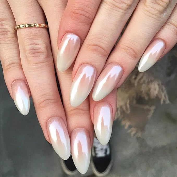 Magic White Pearl Chrome Nail Powder Solid Shell Fairy Glitter Nails Art Powder Holographic Ice Transparent Mermaid Moonlight Effect Manicure Pigment With Tool