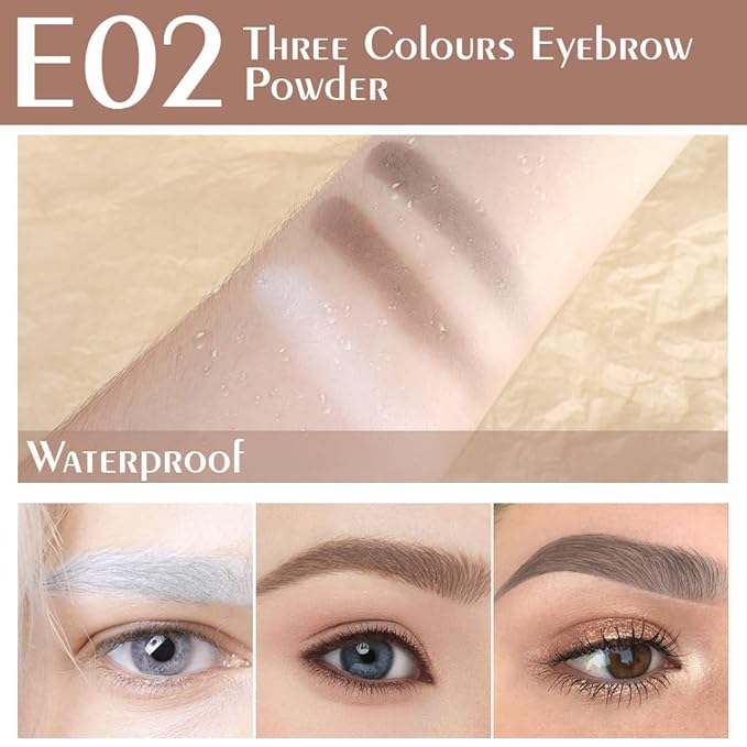 Eyebrow Powder Medium Brown Kit,Eye Brow Powder for Women with Double-ended Eyebrow Brush,Long-Lasting Waterproof Two Colors Brow Filler Get Full Defined Natural Brows,Brown Eyebrow Powder Makeup